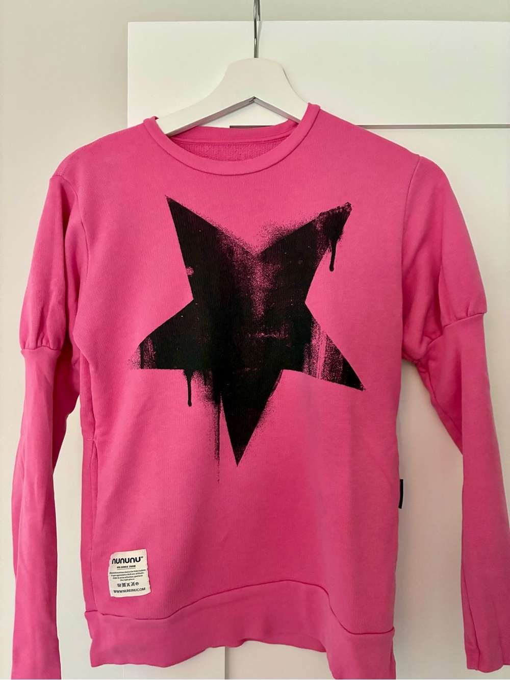 nununu Hot Pink Sweatshirt with Black Drip Star
